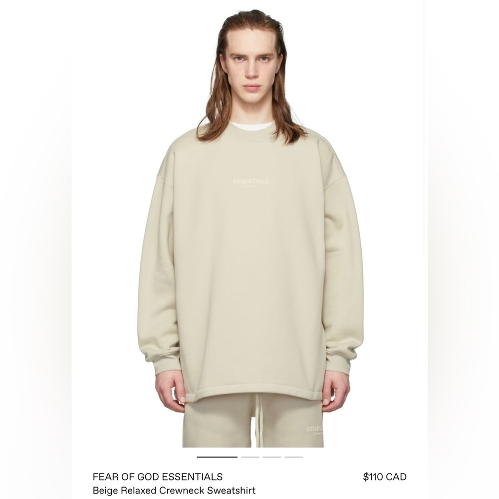 Fear of God Essentials Beige Relaxed Crewneck Sweatshirt